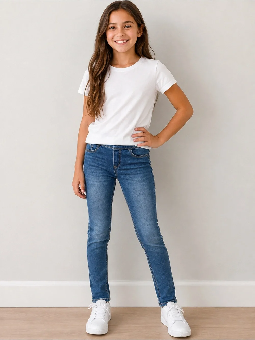 Old Navy Girls Skinny Jeans Size L 10-12 Blue Adjustable Waist Kids Denim